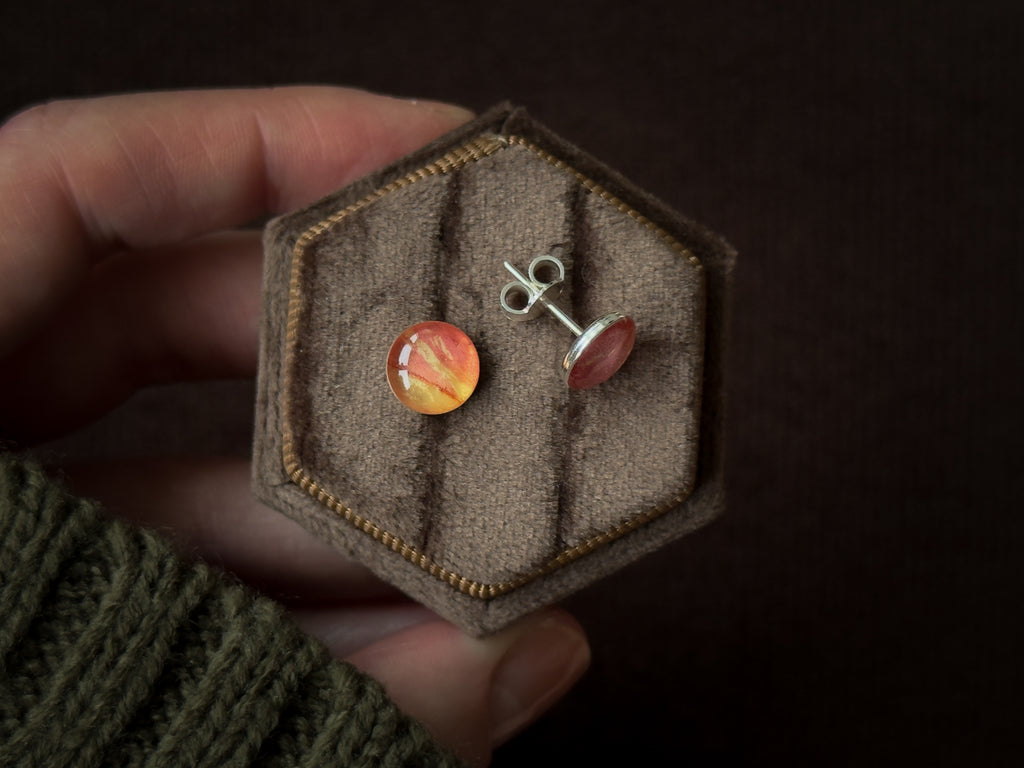 Amber Stud Earrings · 8mm - Sterling Silver