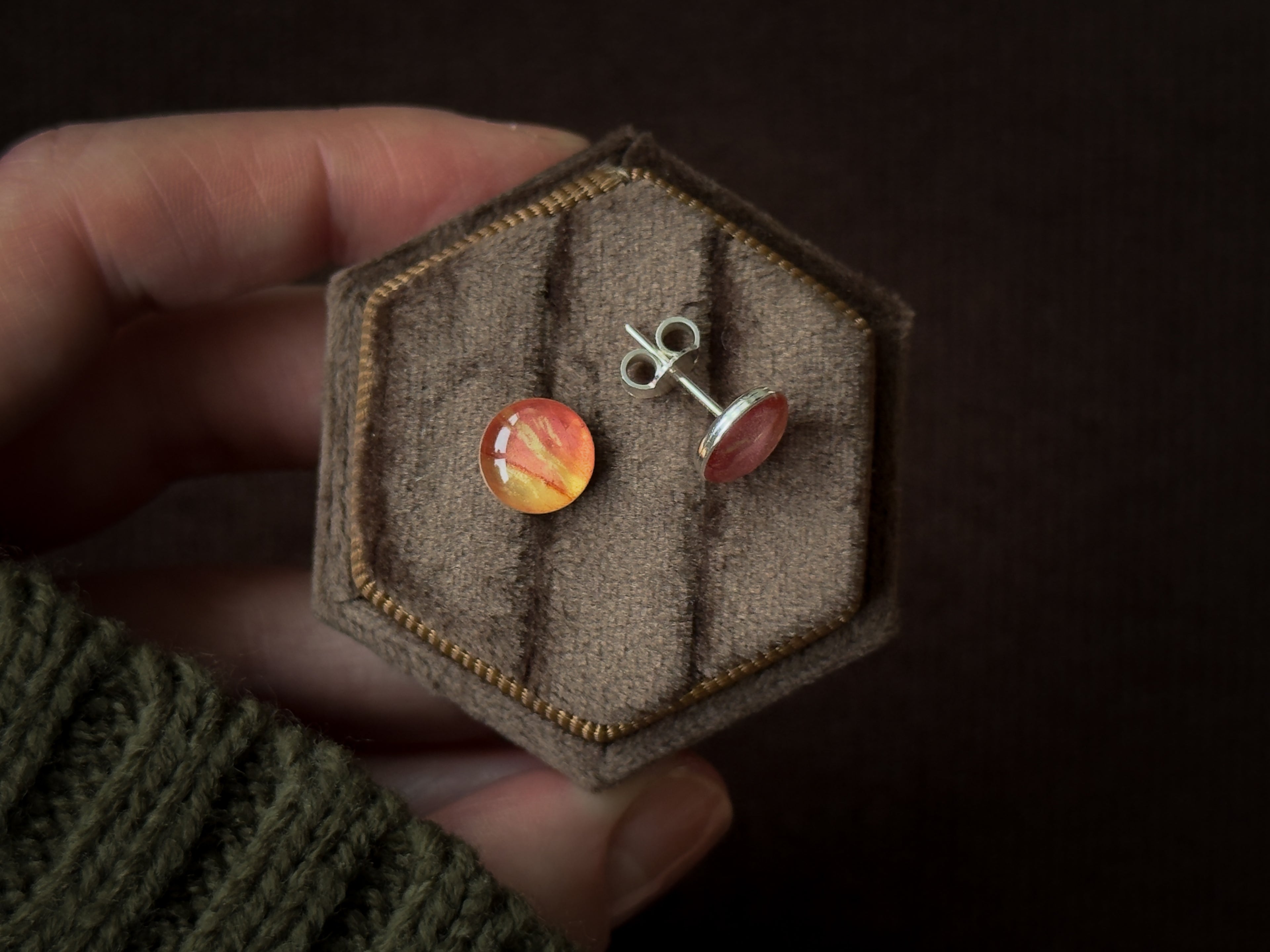Amber Stud Earrings · 8mm - Sterling Silver
