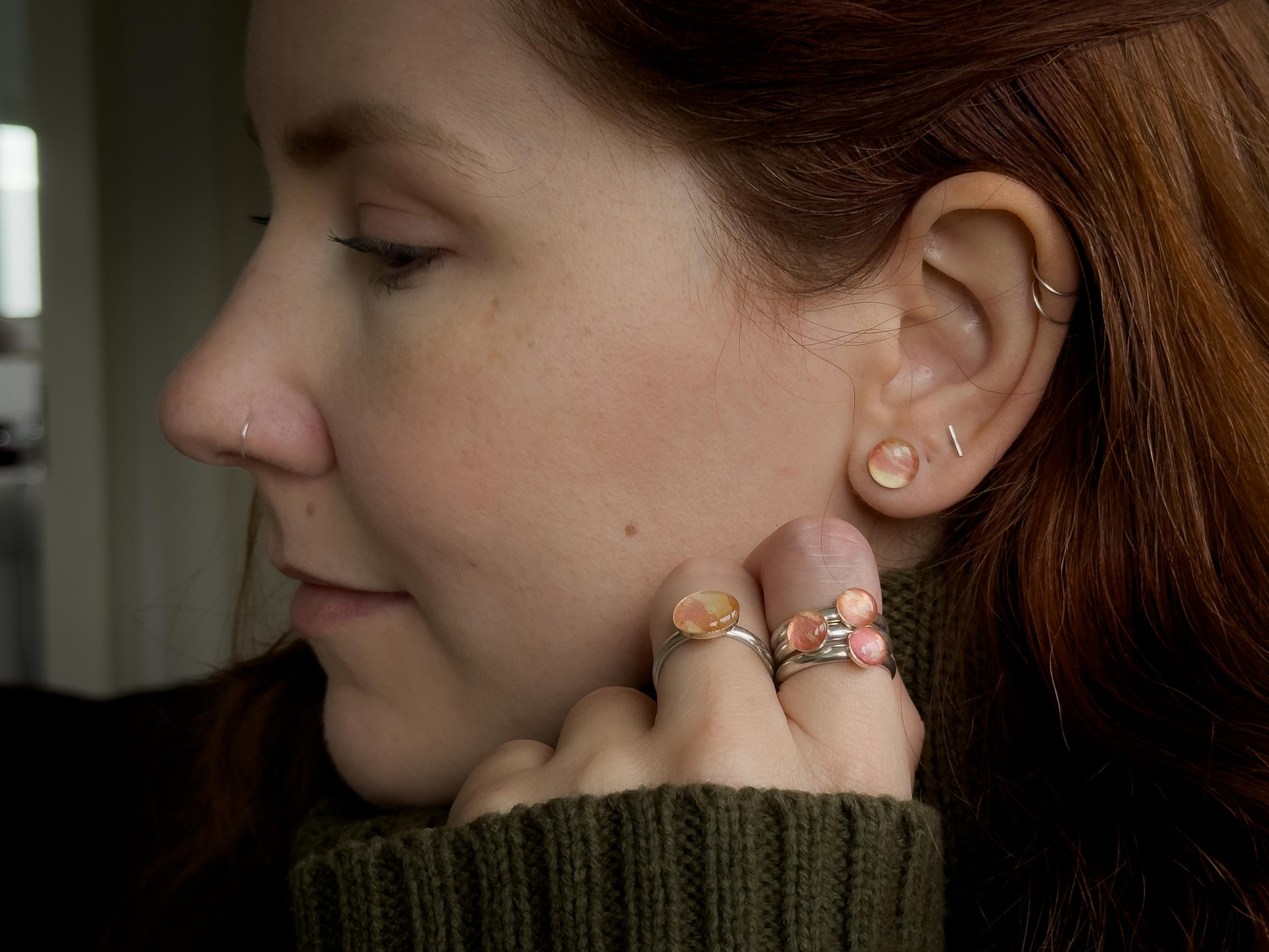 Amber Stud Earrings · 8mm - Sterling Silver
