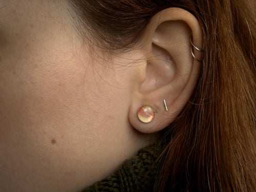 Amber Stud Earrings · 8mm - Sterling Silver