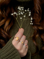 Golden Ray Oval Ring - Sterling Silver