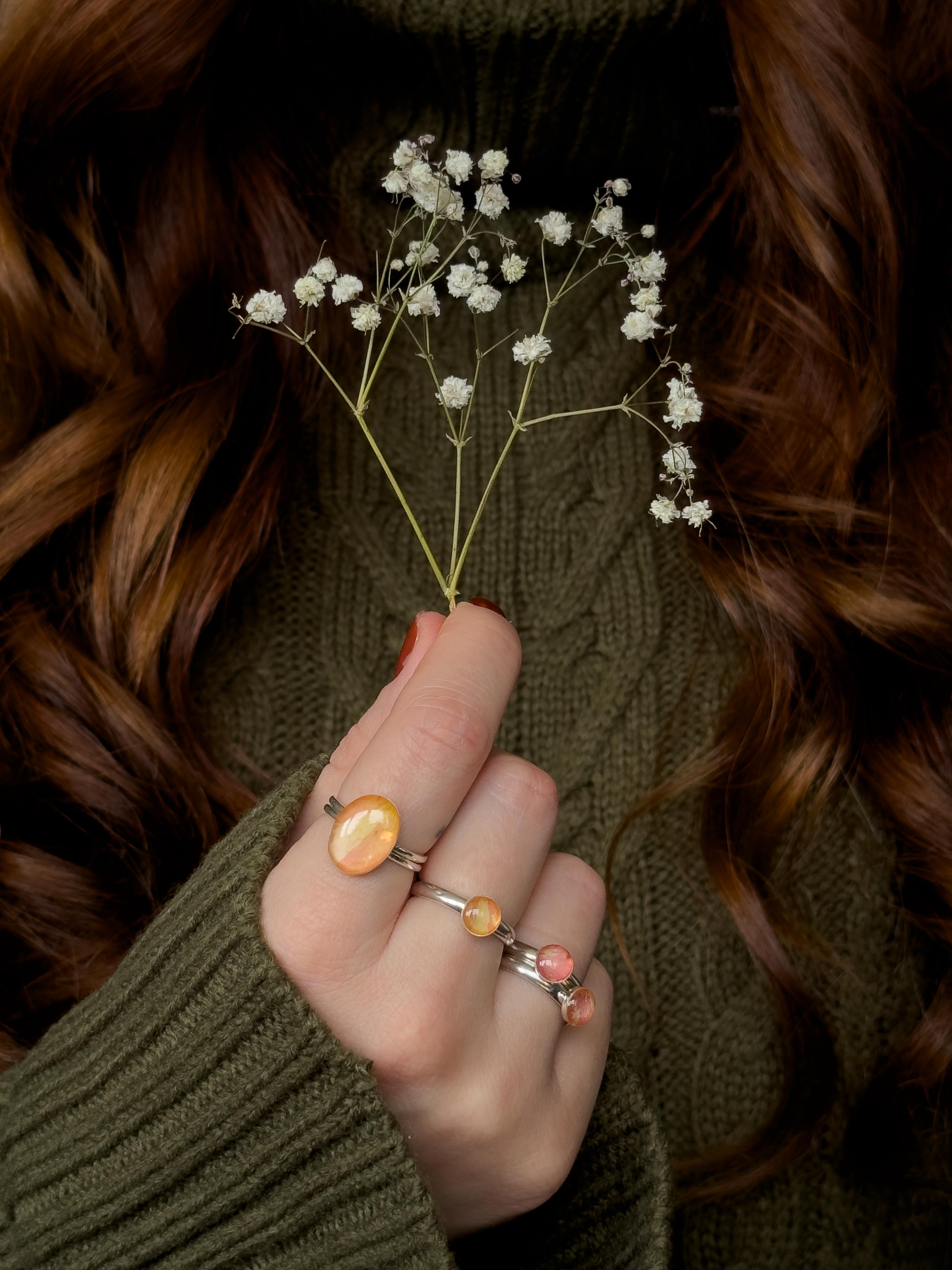 Golden Ray Oval Ring - Sterling Silver