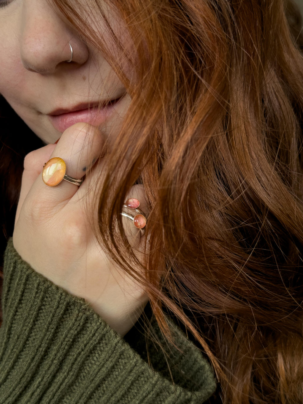 Golden Ray Oval Ring - Sterling Silver