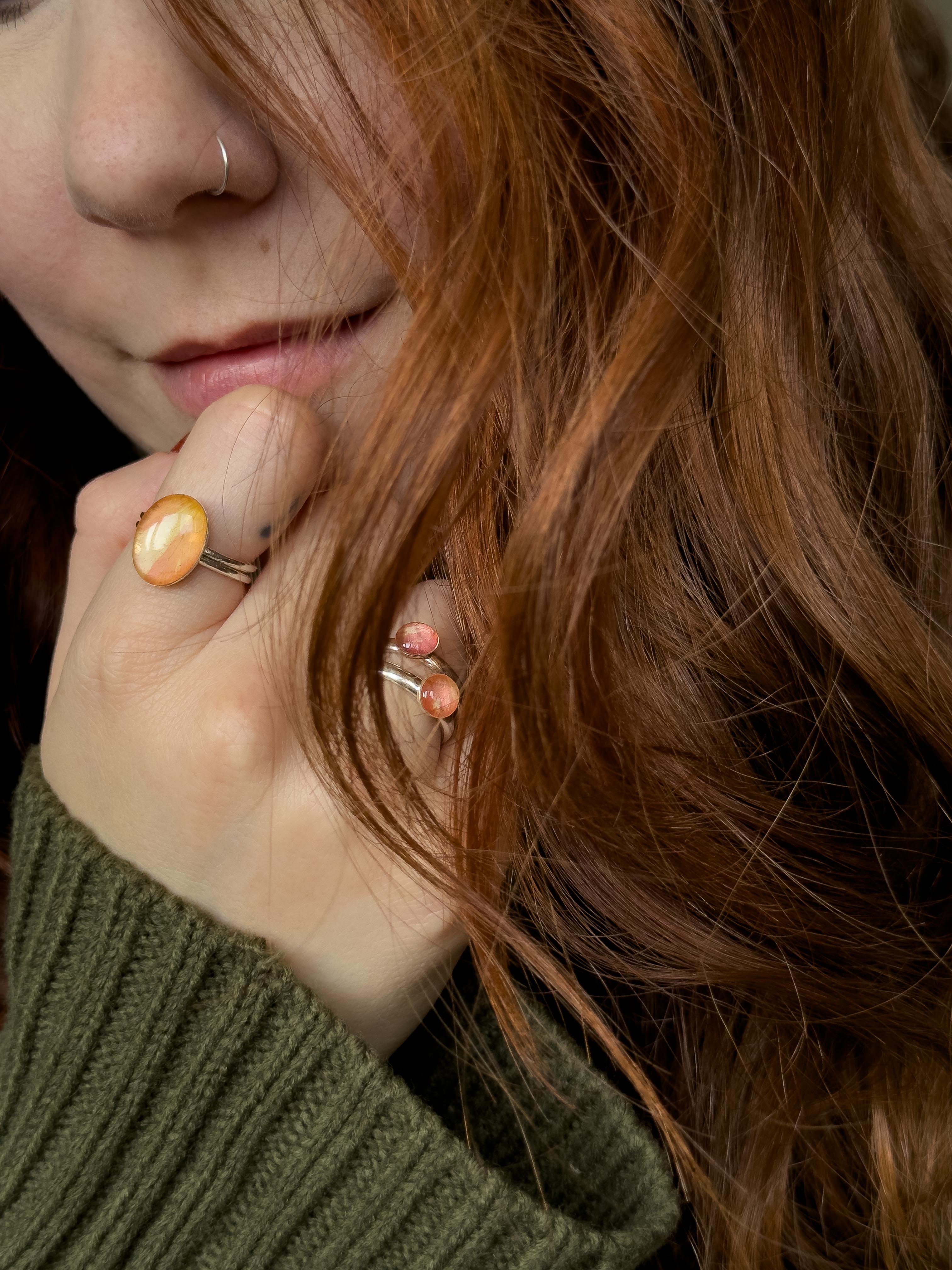 Golden Ray Oval Ring - Sterling Silver