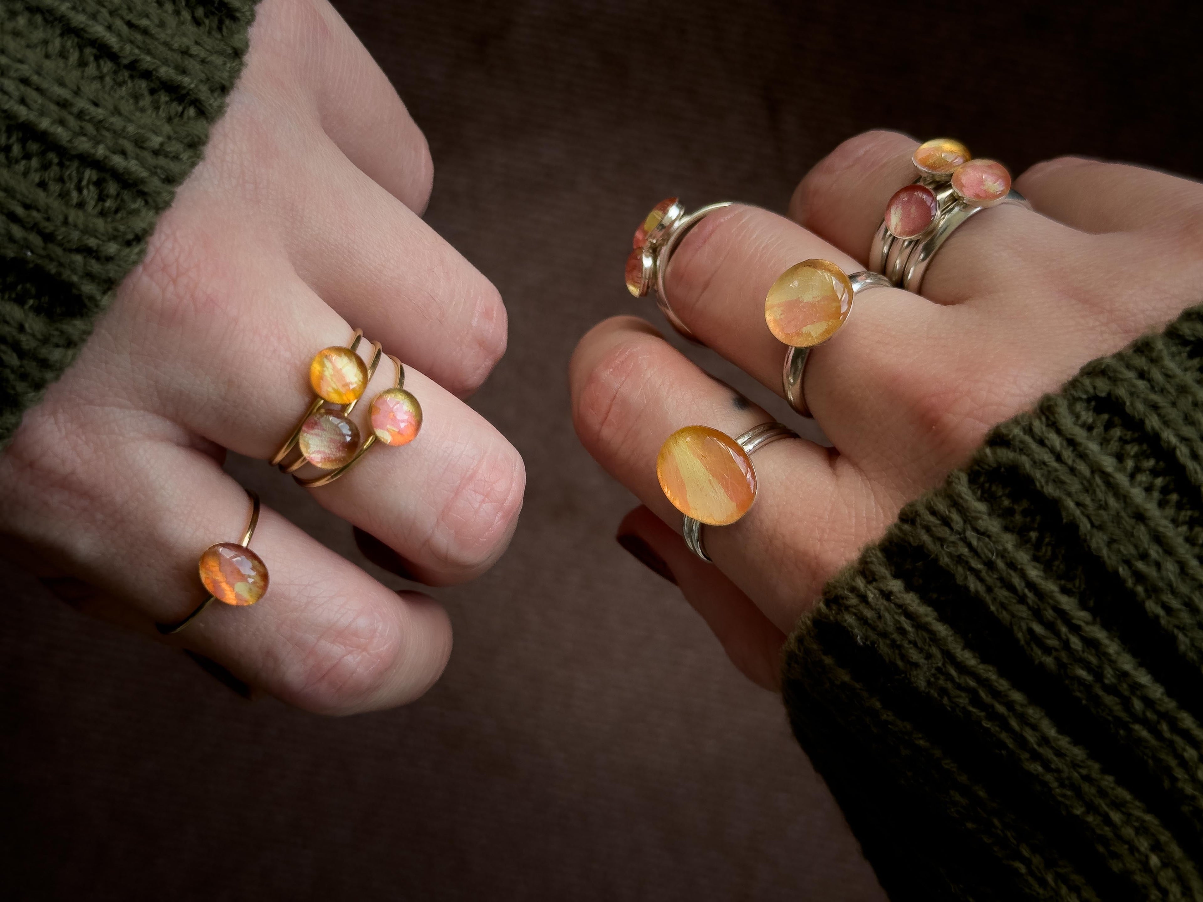 Golden Ray Oval Ring - Sterling Silver