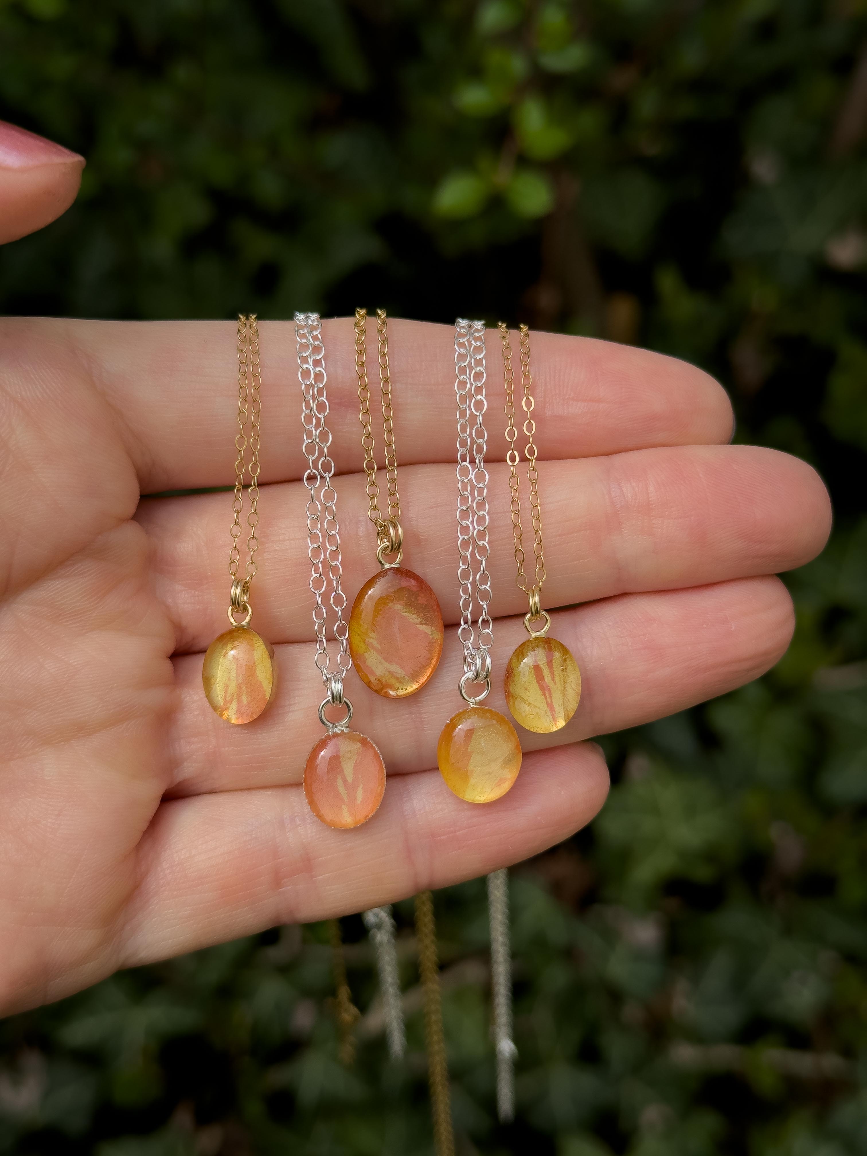 Amber Bloom Pendants - Sterling Silver