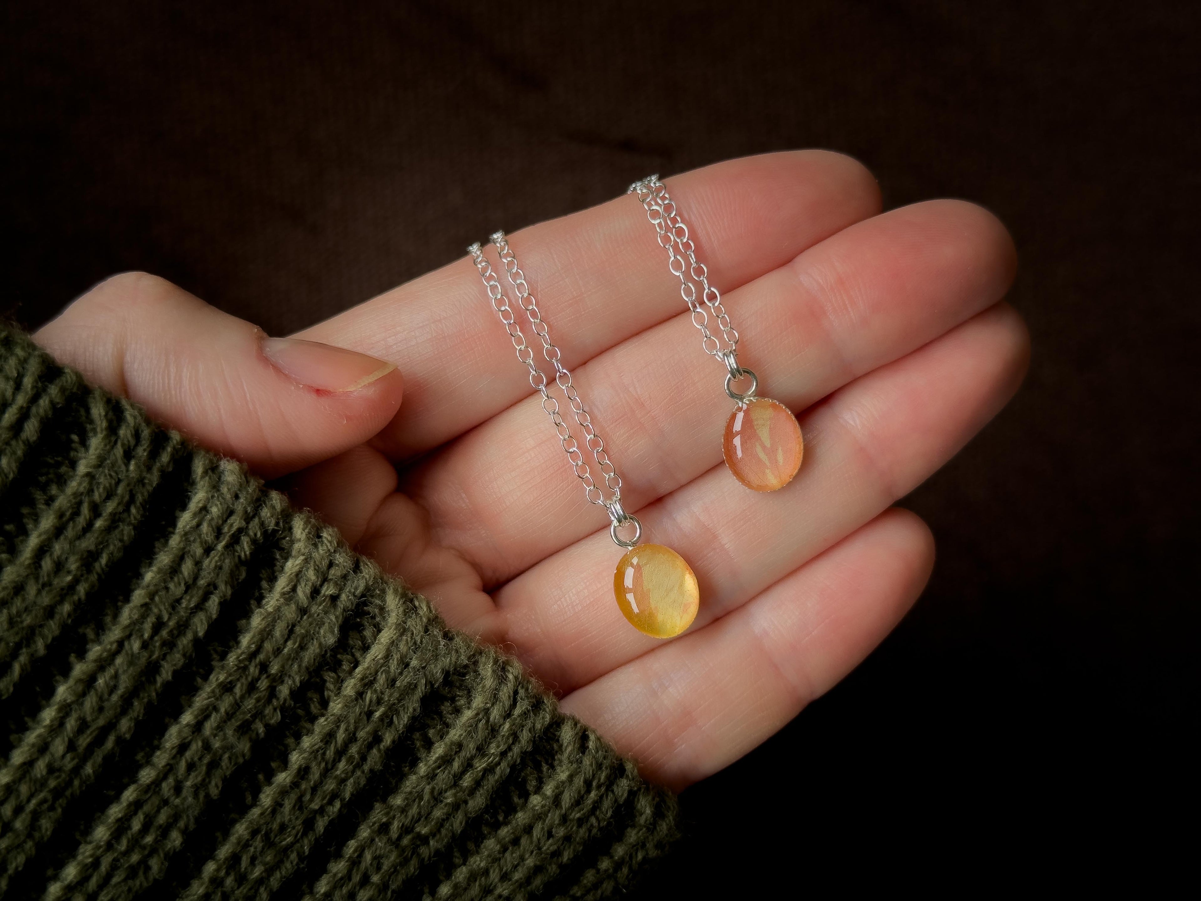 Amber Bloom Pendants - Sterling Silver