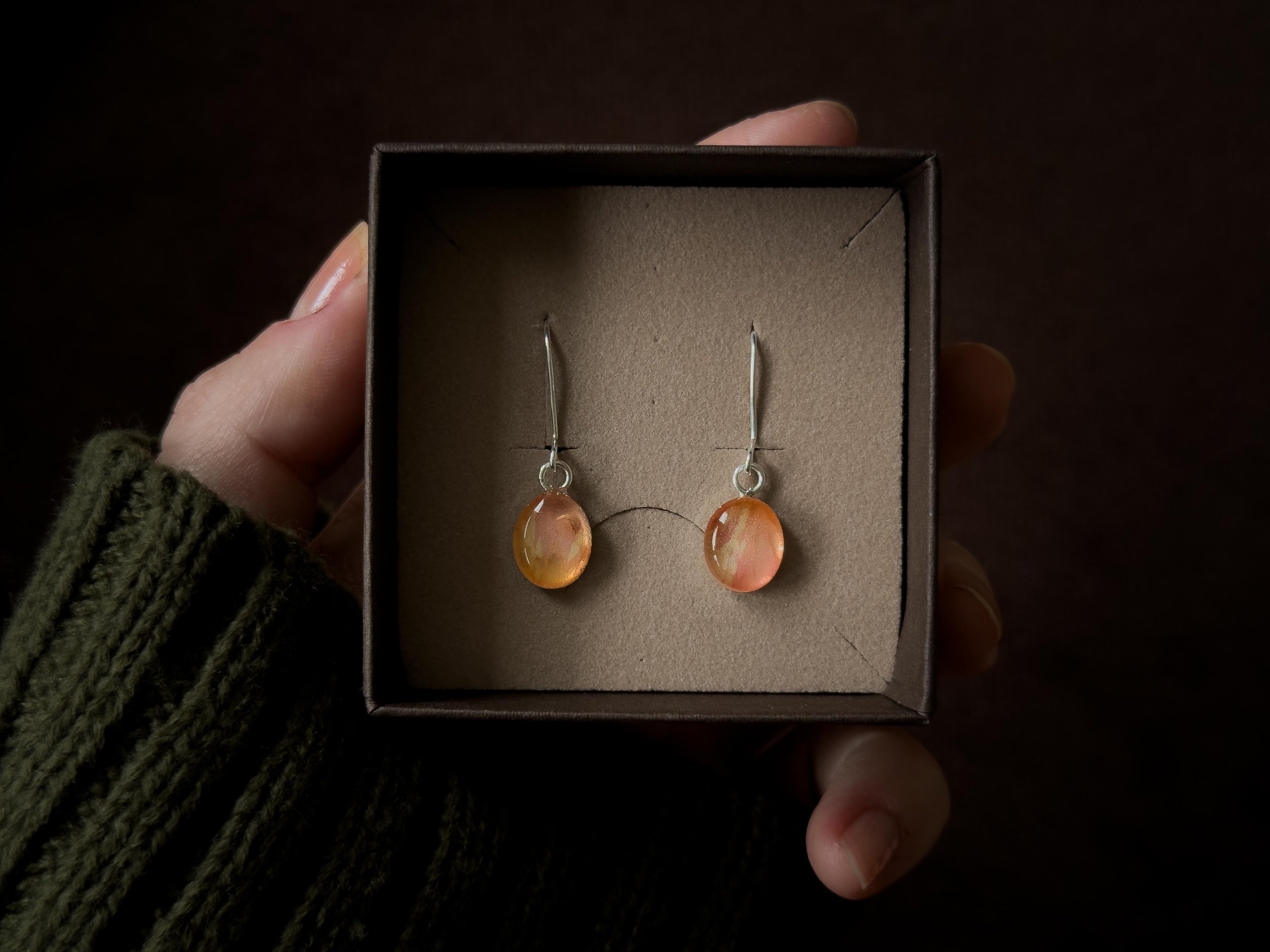 Amber Drop Earrings - Sterling Silver
