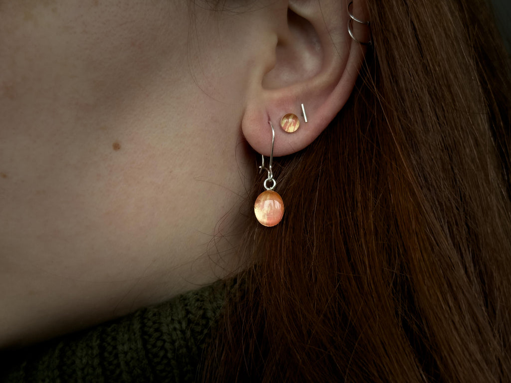 Amber Drop Earrings - Sterling Silver