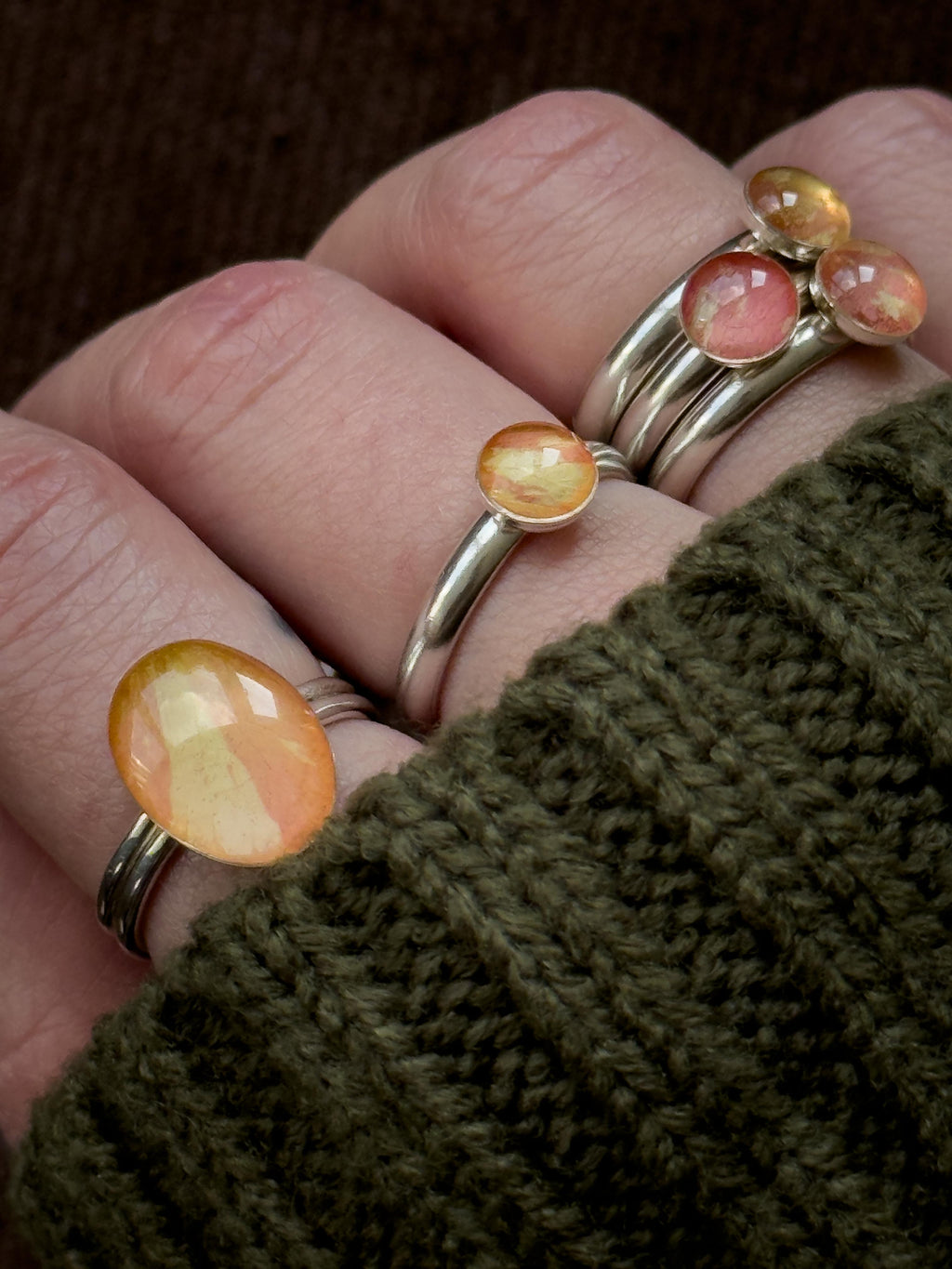 Golden Ray Oval Ring - Sterling Silver